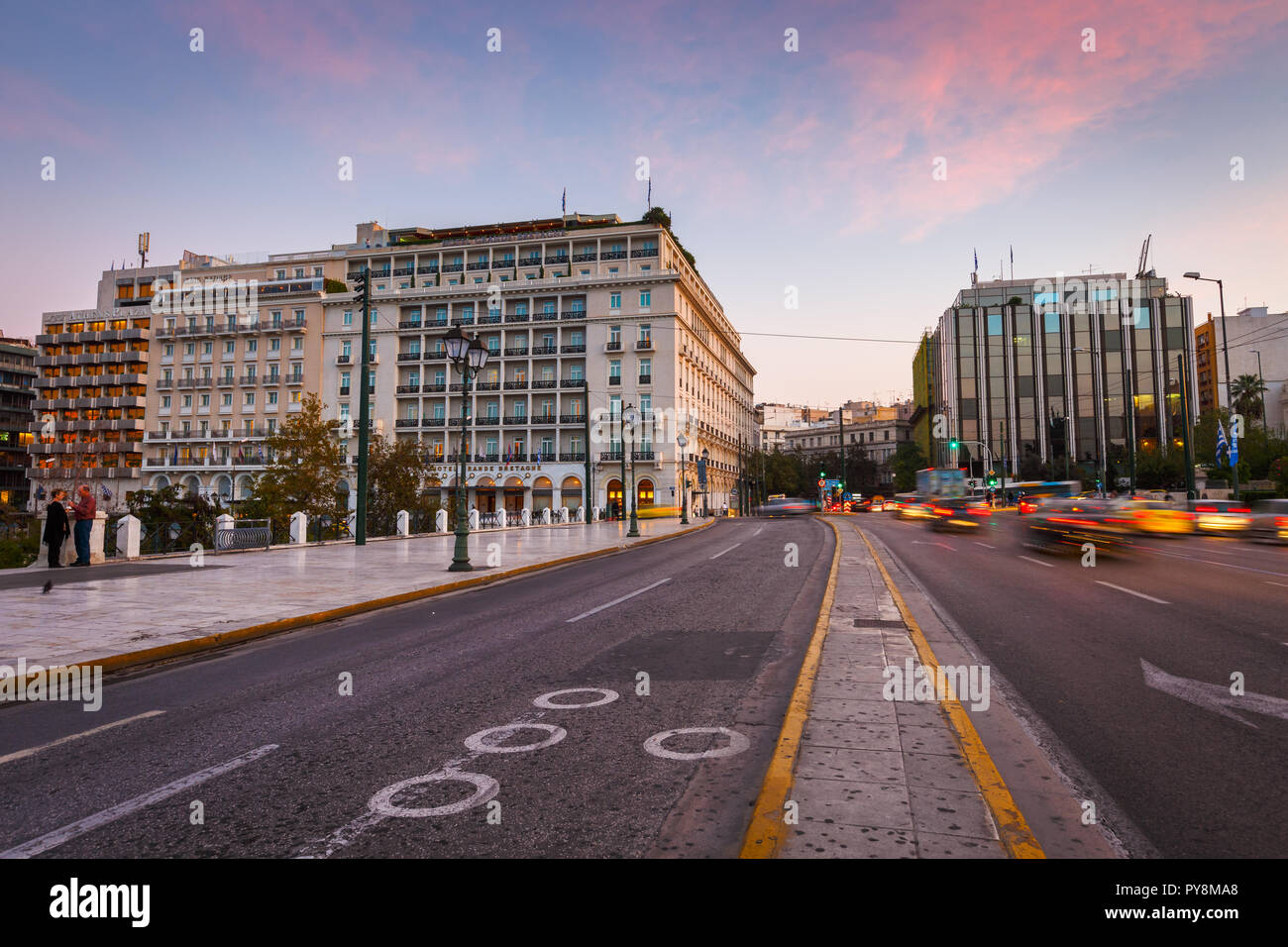Athens, Greece - October 24, 2018: Traffic in Syntagma square in central Athens. Stock Photo