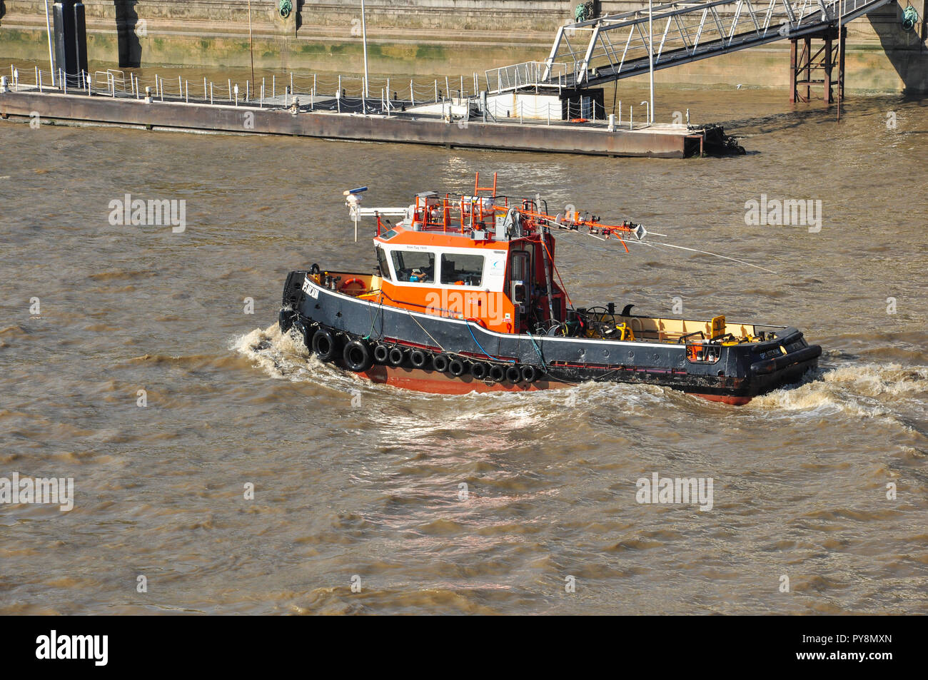GPS Arcadia, tug boat on River Thames, London, England, UK Stock Photo