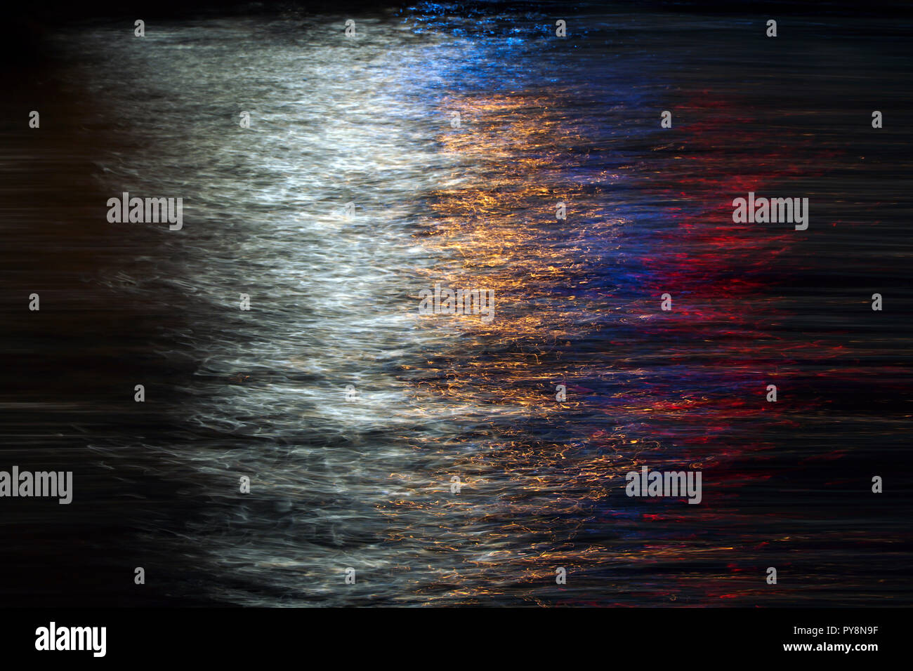 Abstract light trails in the sea surface Stock Photo