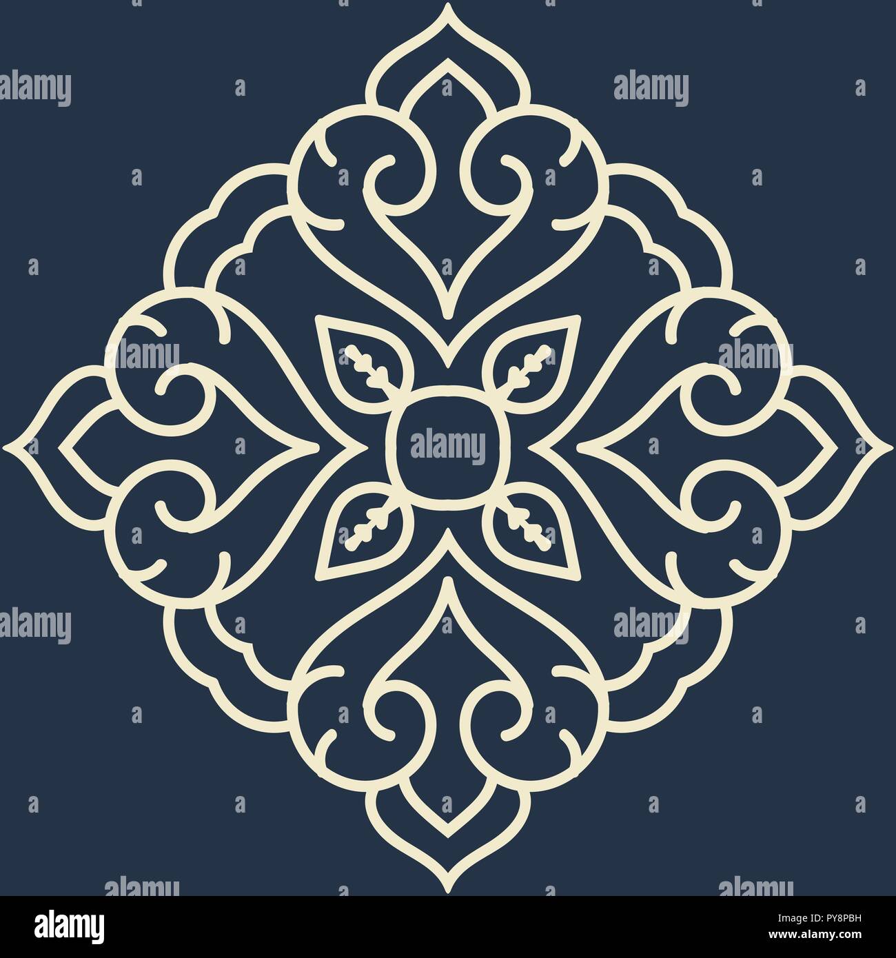 Mandala pattern black and white ornament for element design and background Stock Vector