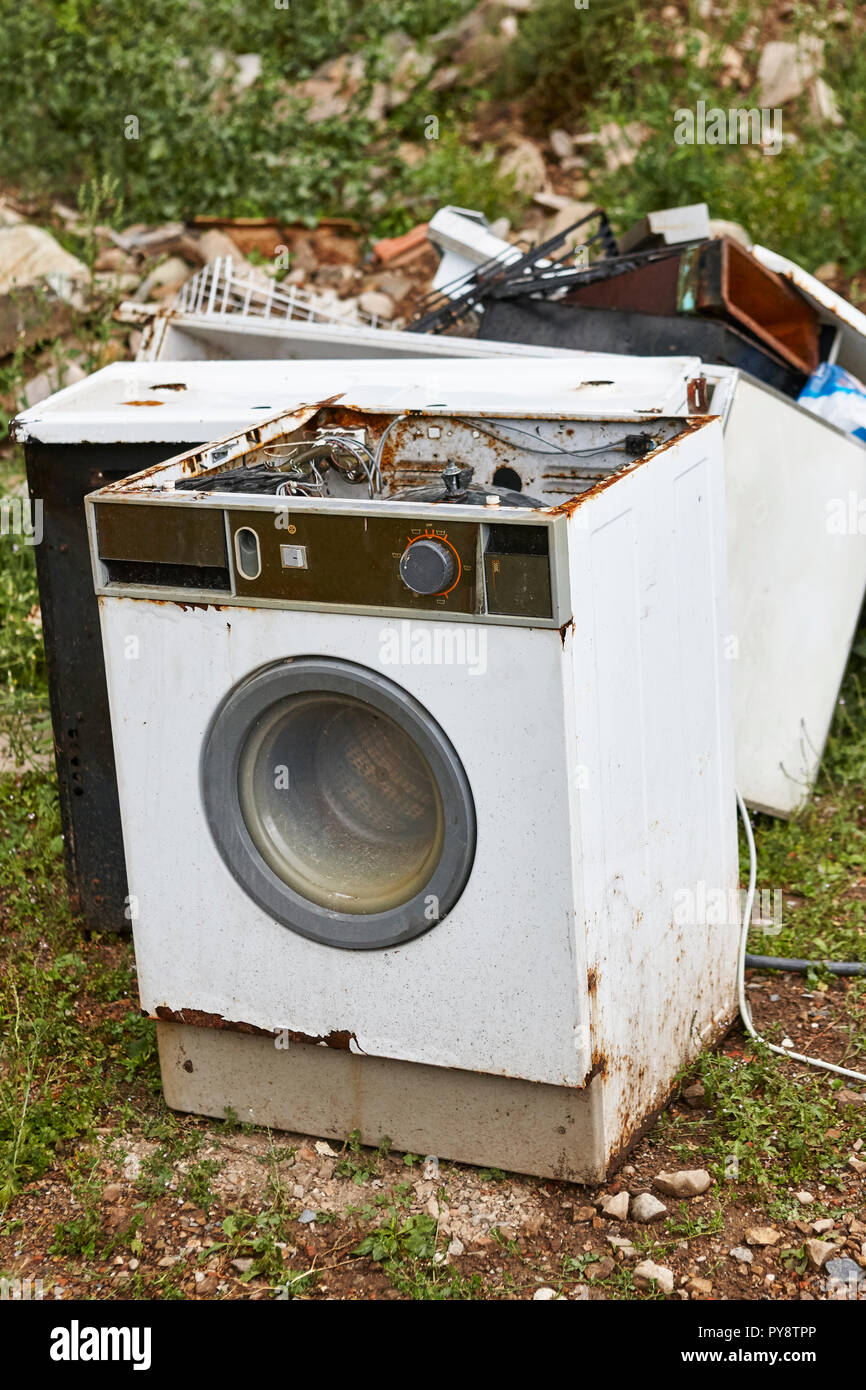 House appliance garbage. Waste management. Environment pollution