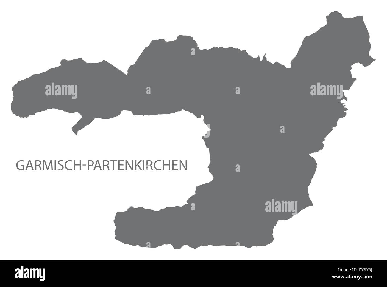 Garmisch-Partenkirchen administration area map grey illustration silhouette Stock Vector