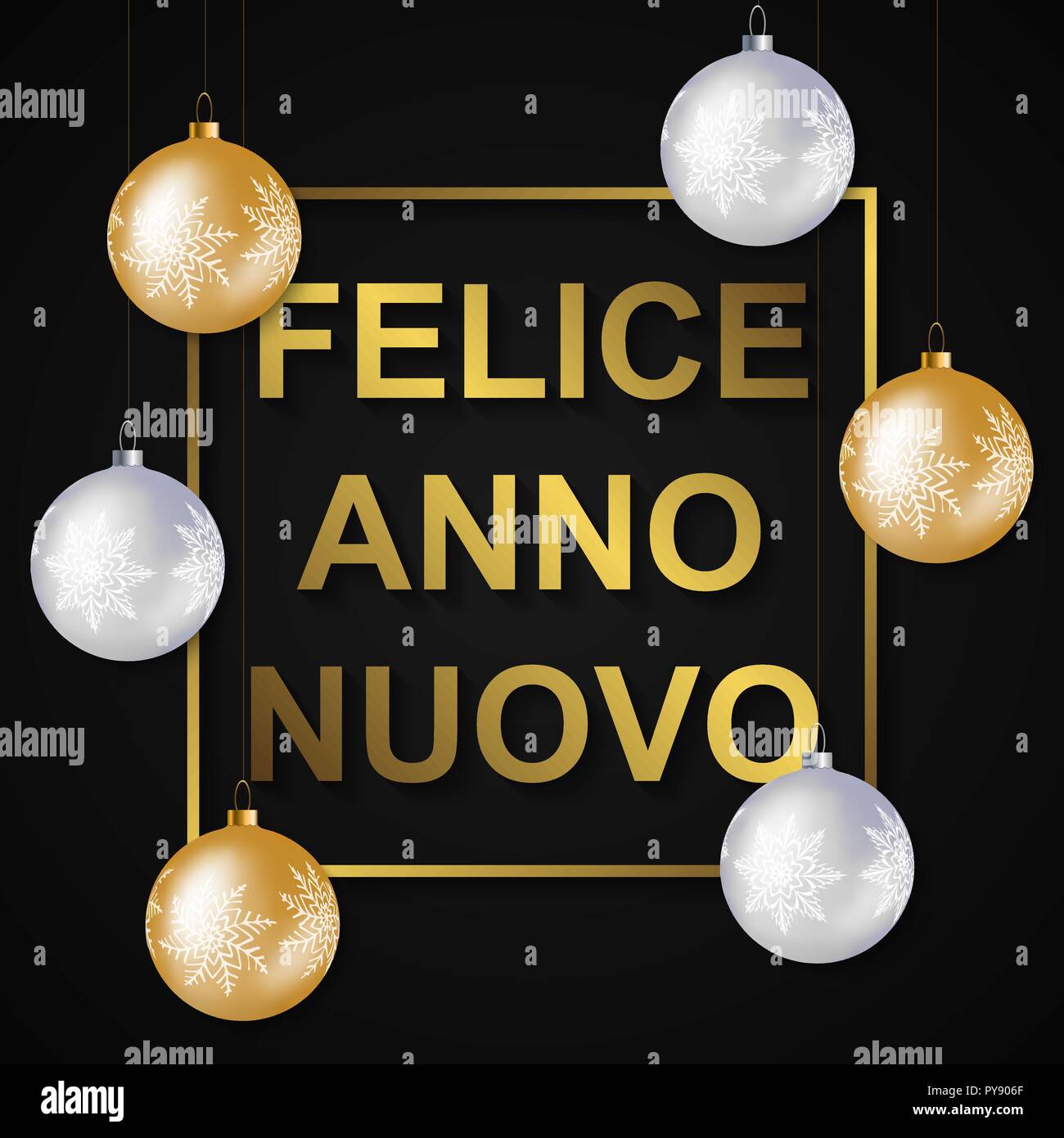 Colorful vector illustration of New Year card template with golden and ...