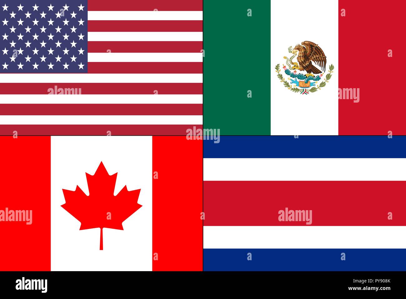 Vector illustration of different countries flags set. Colorful background made of assorted flags Stock Vector