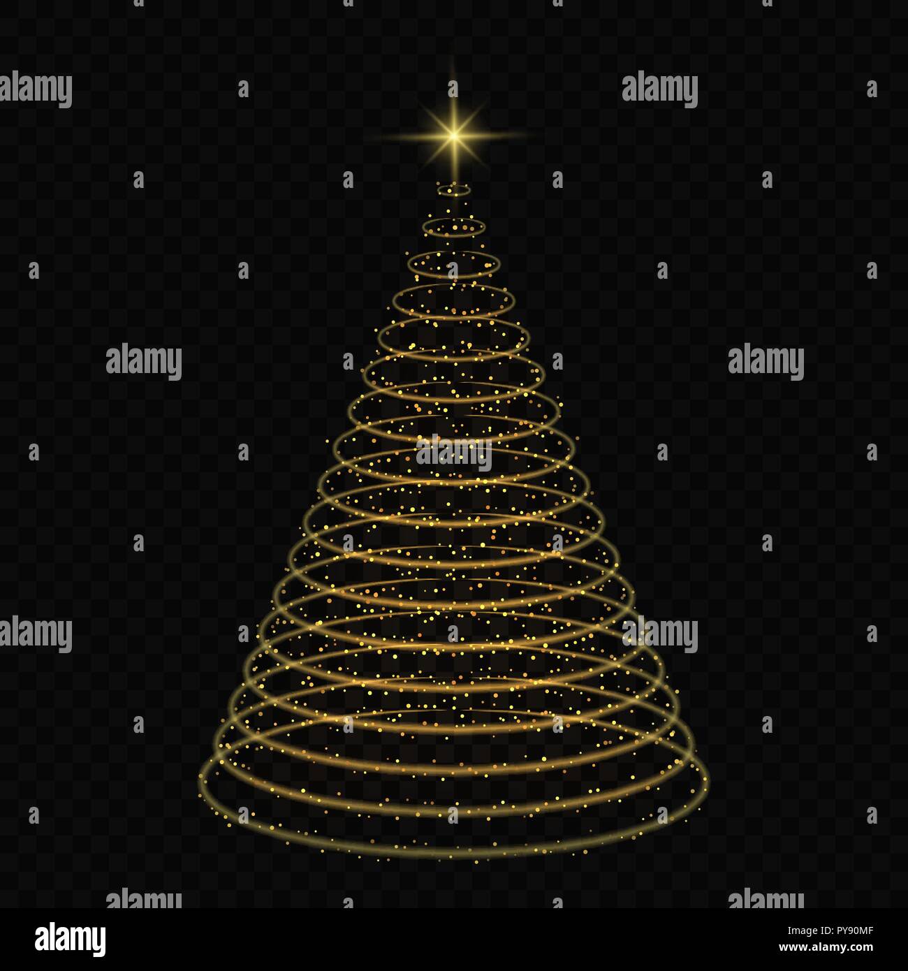 Vector illustration of Christmas tree shape with star on top over black ...