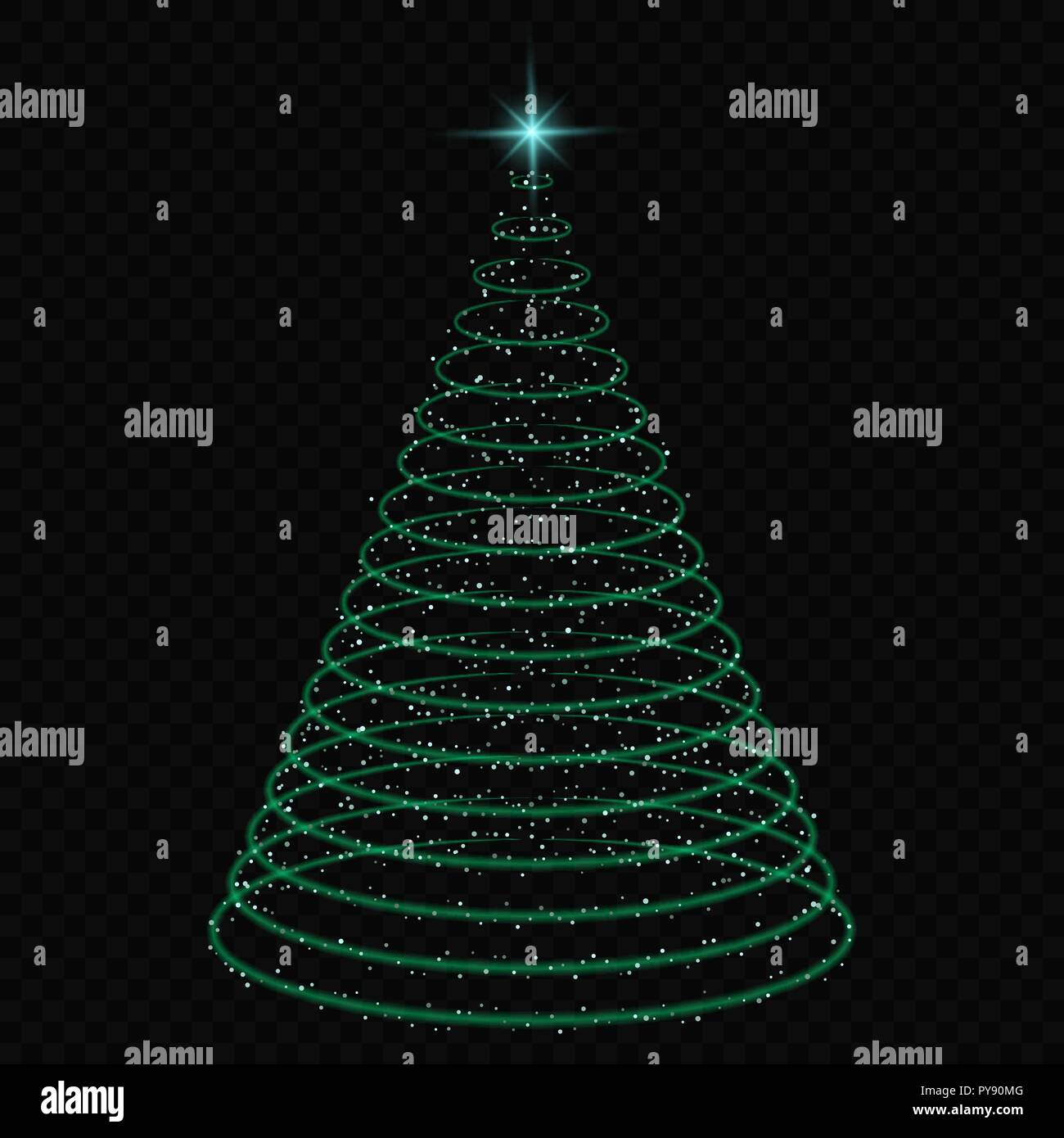 Vector illustration of Christmas tree shape with star on top over black ...