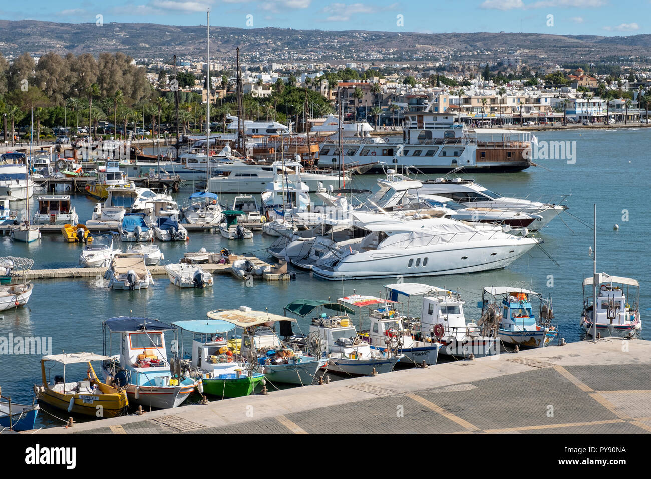 A view of tourist area and Paphos harbour, Paphos, Cyprus Stock Photo -  Alamy