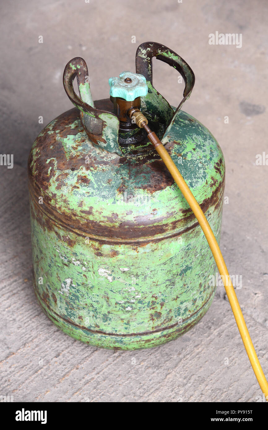 Old refrigerant tank use for air conditioner Stock Photo Alamy