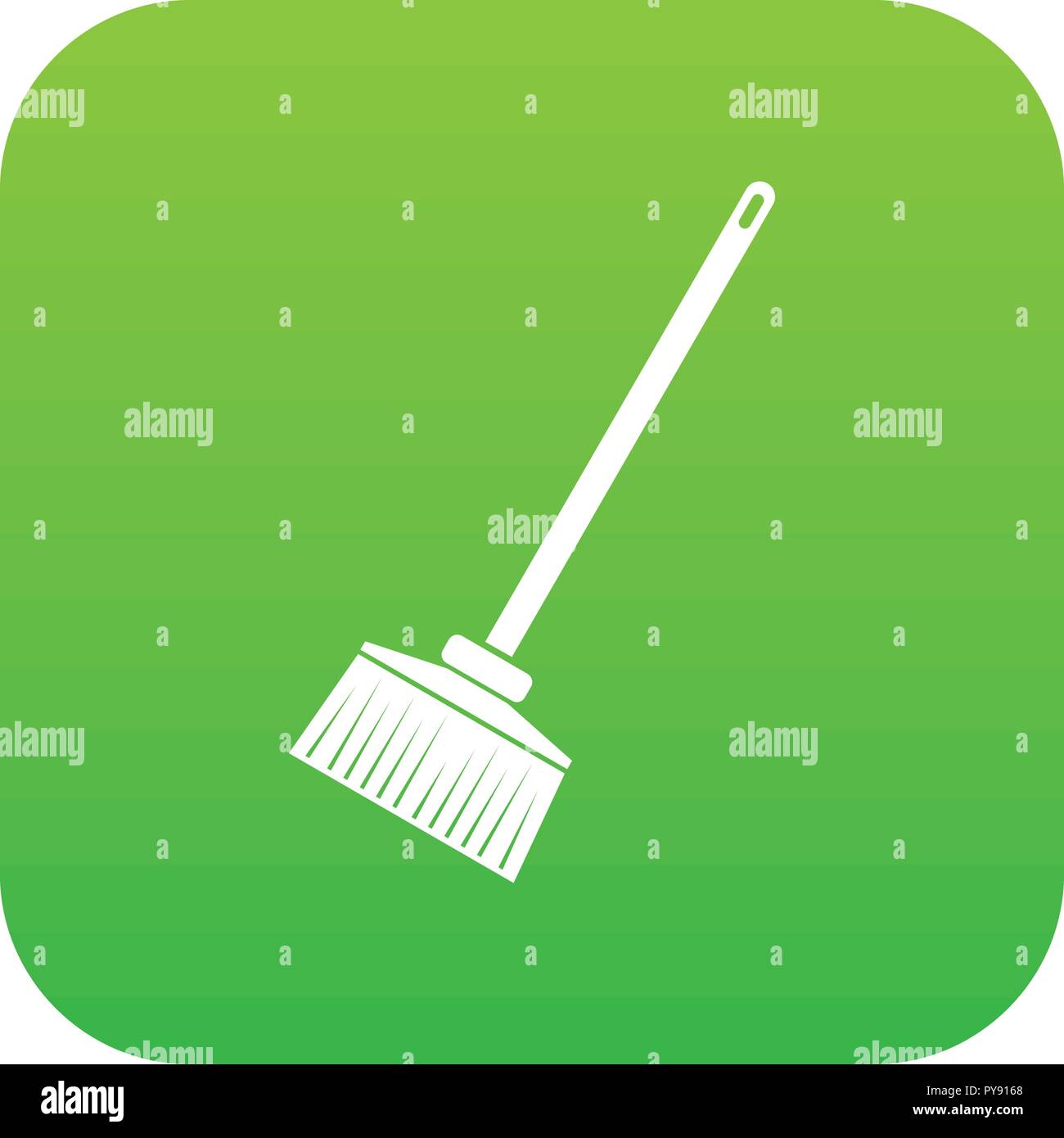 Broom icon digital green Stock Vector