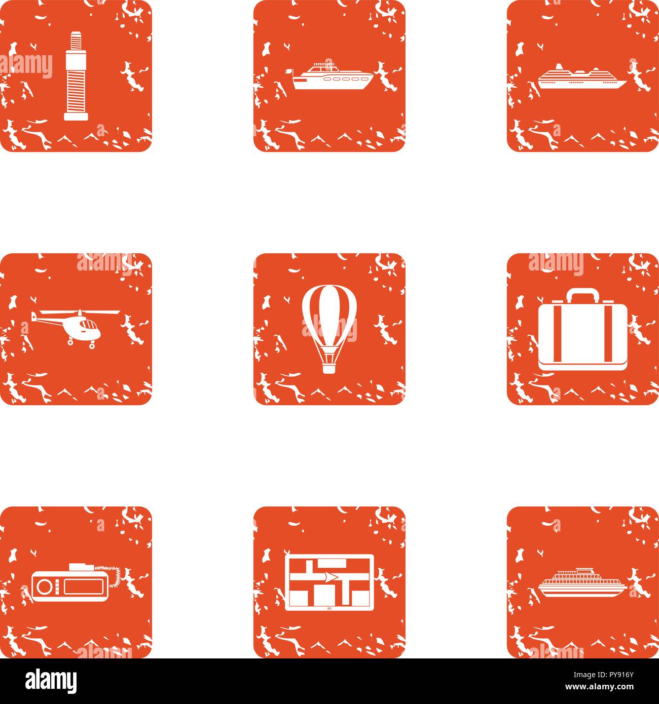 Migrate icons set, grunge style Stock Vector