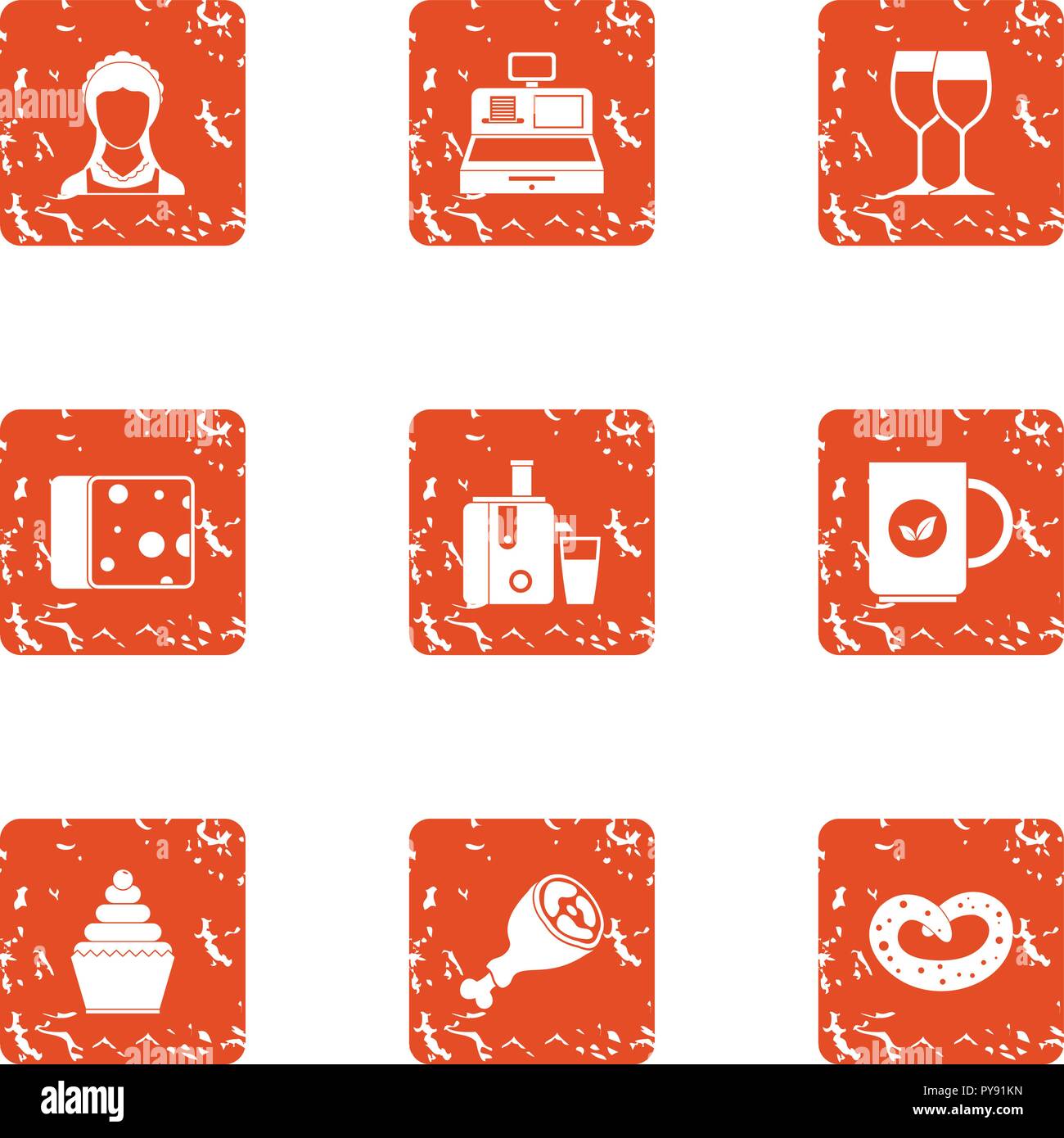 Refill icons set, grunge style Stock Vector