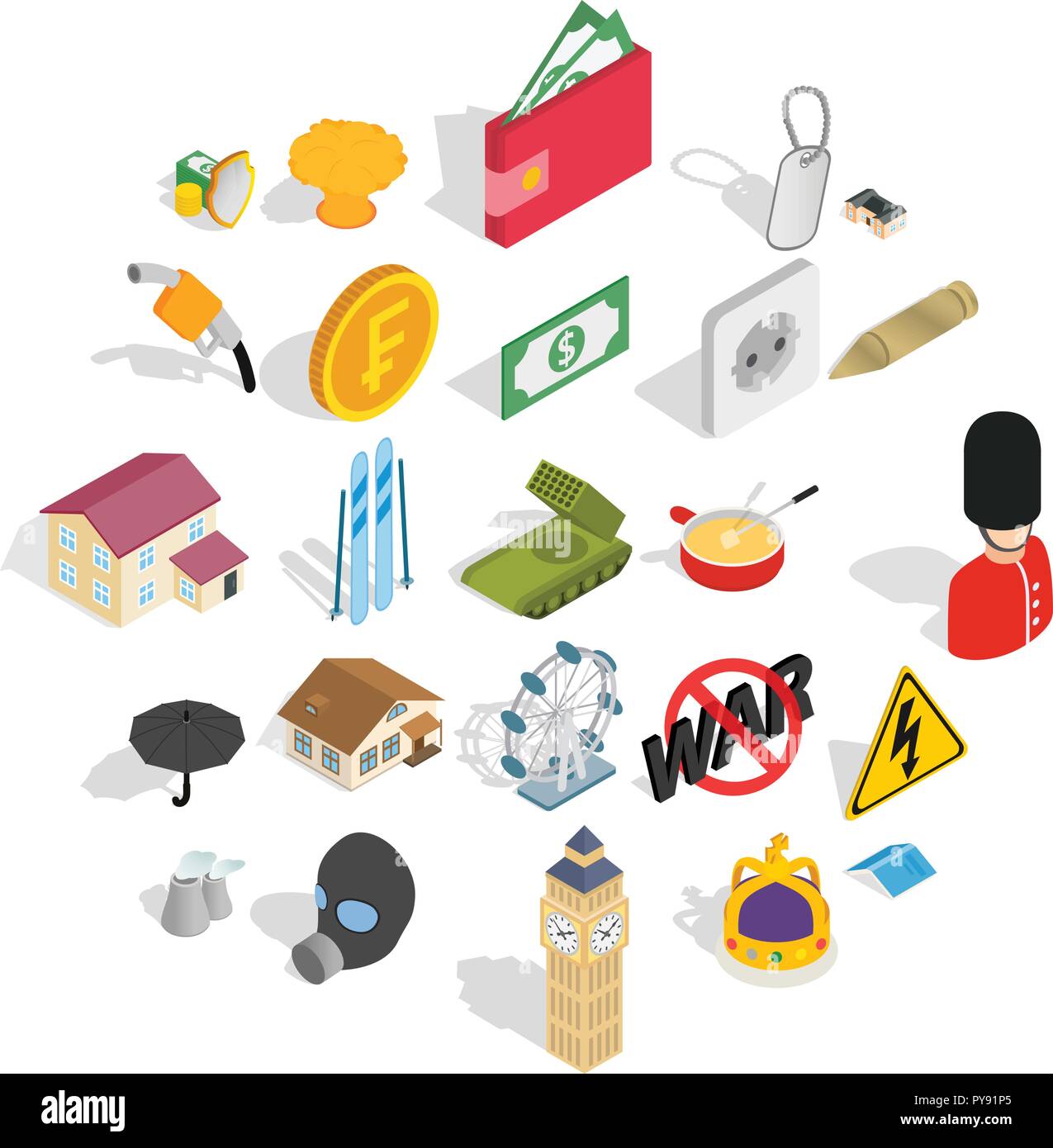 Profitable business icons set, isometric style Stock Vector