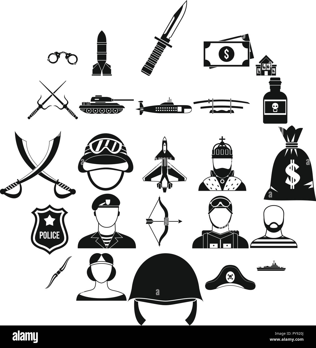 Weapon icons set, simple style Stock Vector Image & Art - Alamy