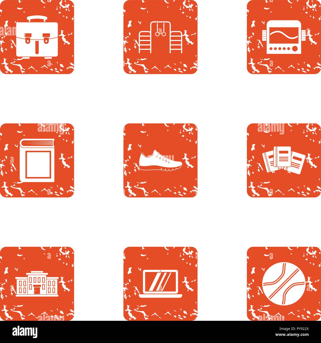 Director icons set, grunge style Stock Vector