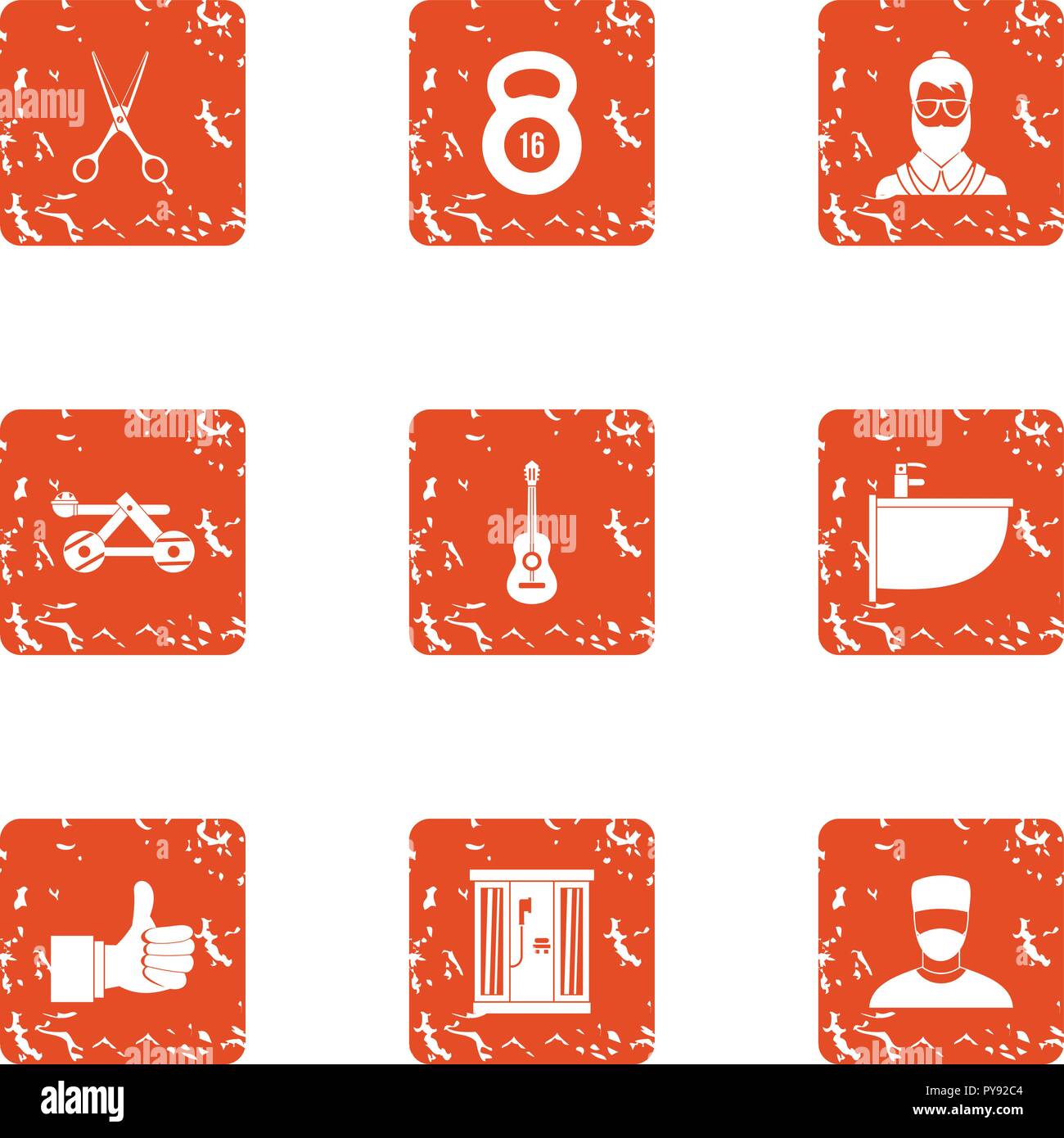 Comprehension icons set, grunge style Stock Vector