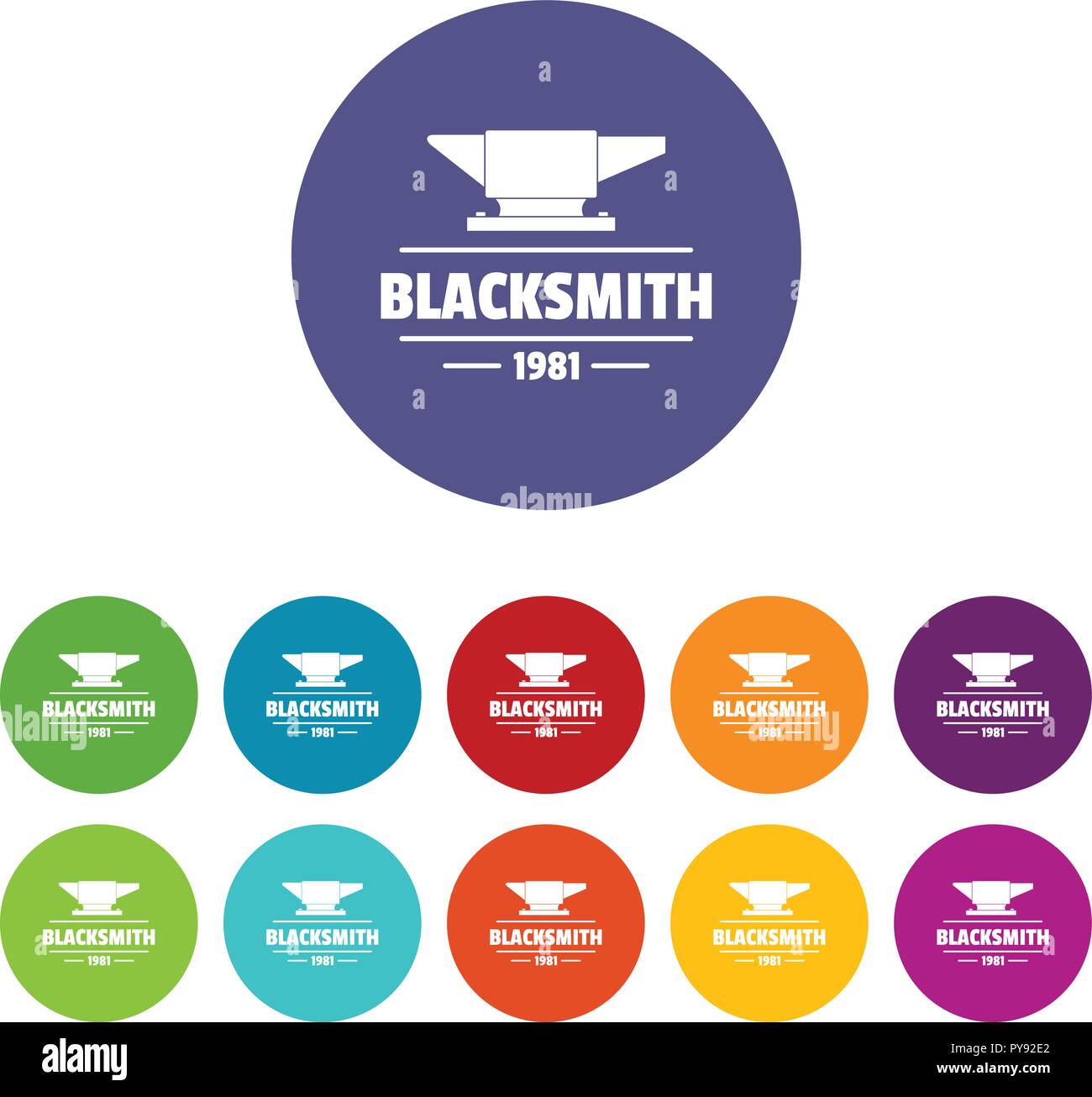 Blacksmith icons set vector color Stock Vector