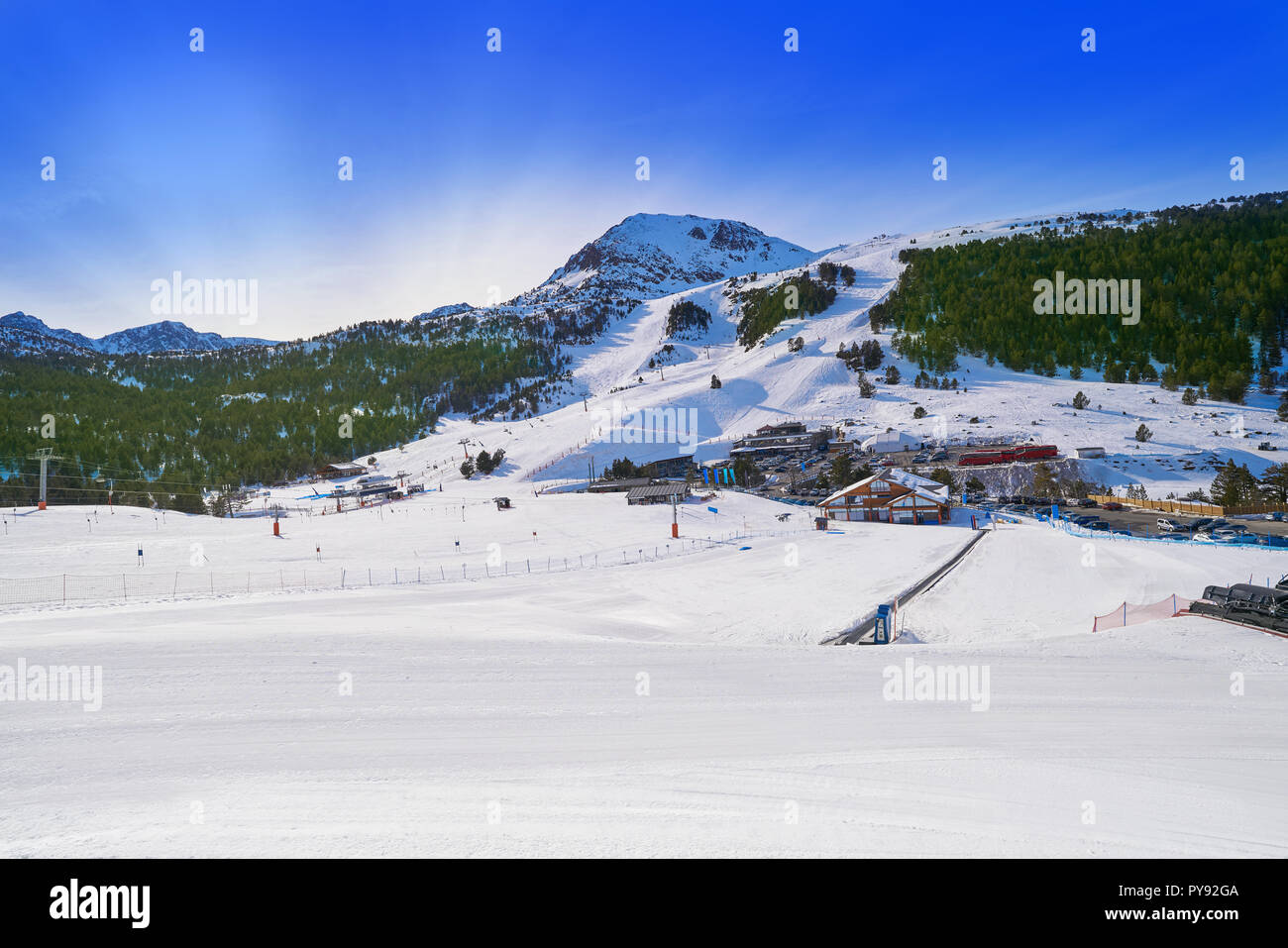 Grau Roig ski resort in Andorra at Grandvalira sector Pyreenees Stock Photo  - Alamy
