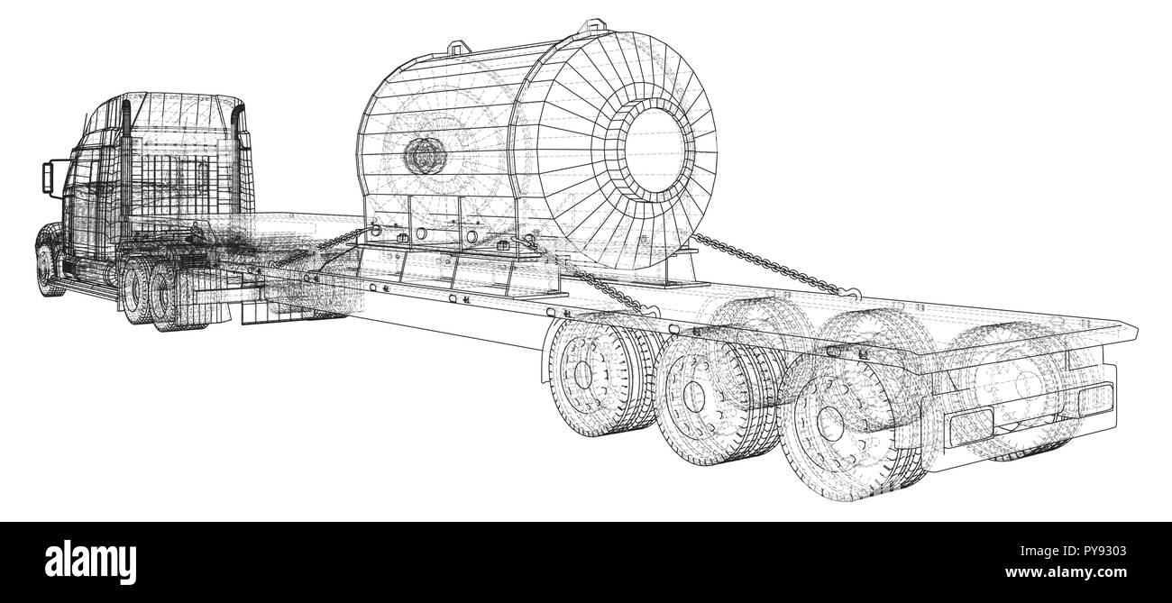 Cargo vehicle. Wire-frame. EPS10 format. Vector created of 3d. Stock Vector