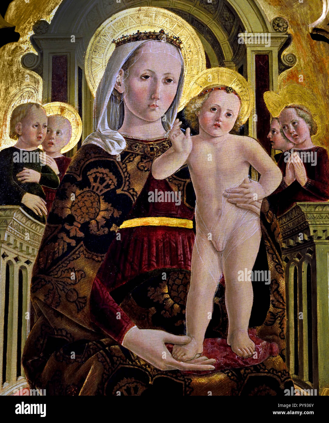 Gualdo Tadino Polyptych ( detail middle Panel ) 1462 - 1465 by   Giovanni Angelo d'Antonio da Bolognola active 1443-1476 15th Century, Italy, Italian. Stock Photo