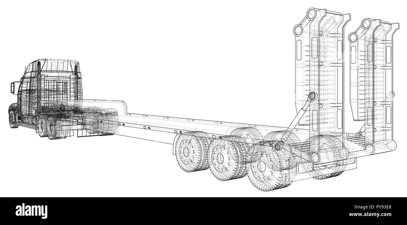 Cargo vehicle. Wire-frame. EPS10 format. Vector created of 3d. Stock Vector