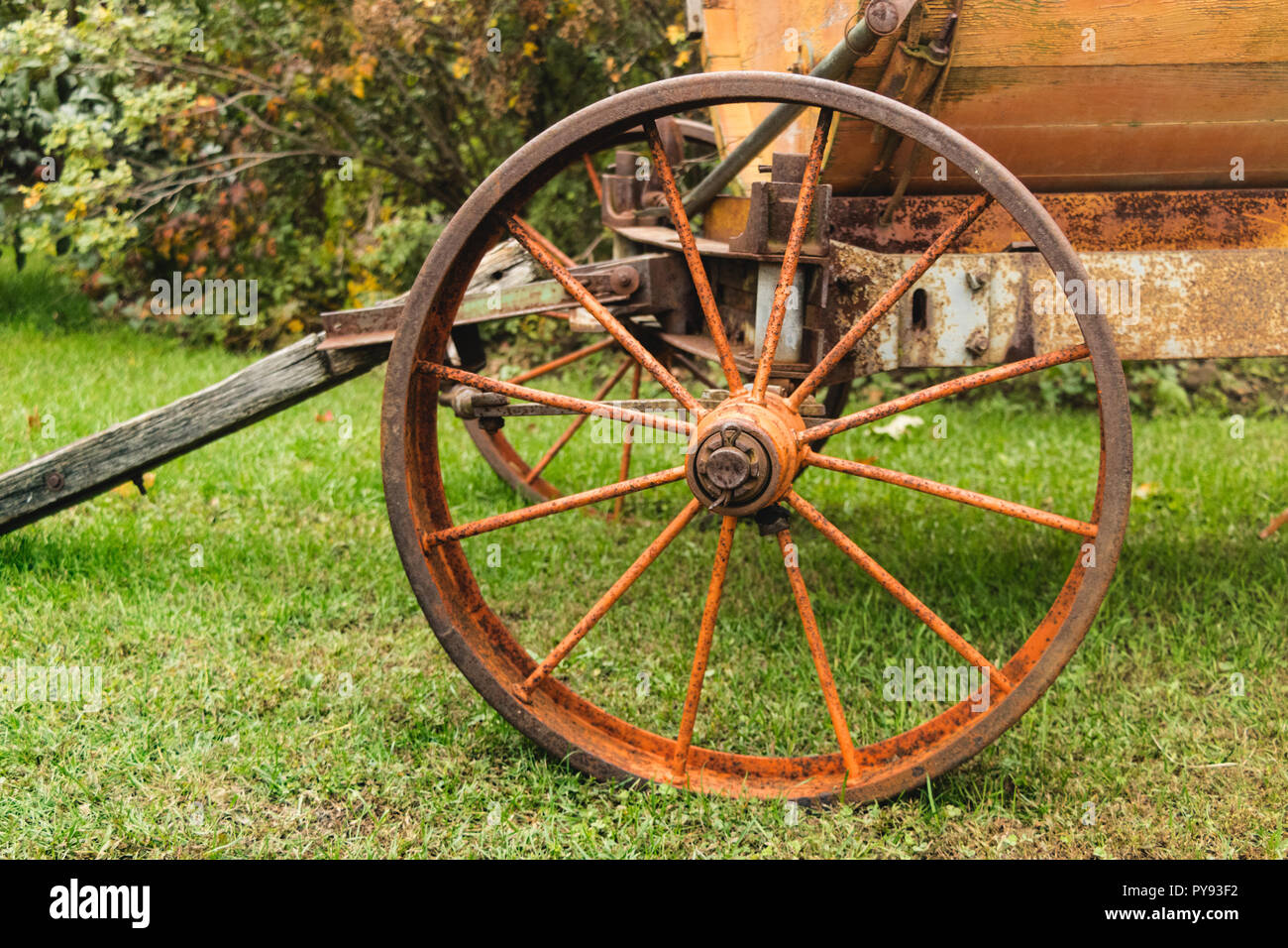 Old Rusted Wheel Antique farm equipment - rusted wheel, close-up Stock Photo - Alamy