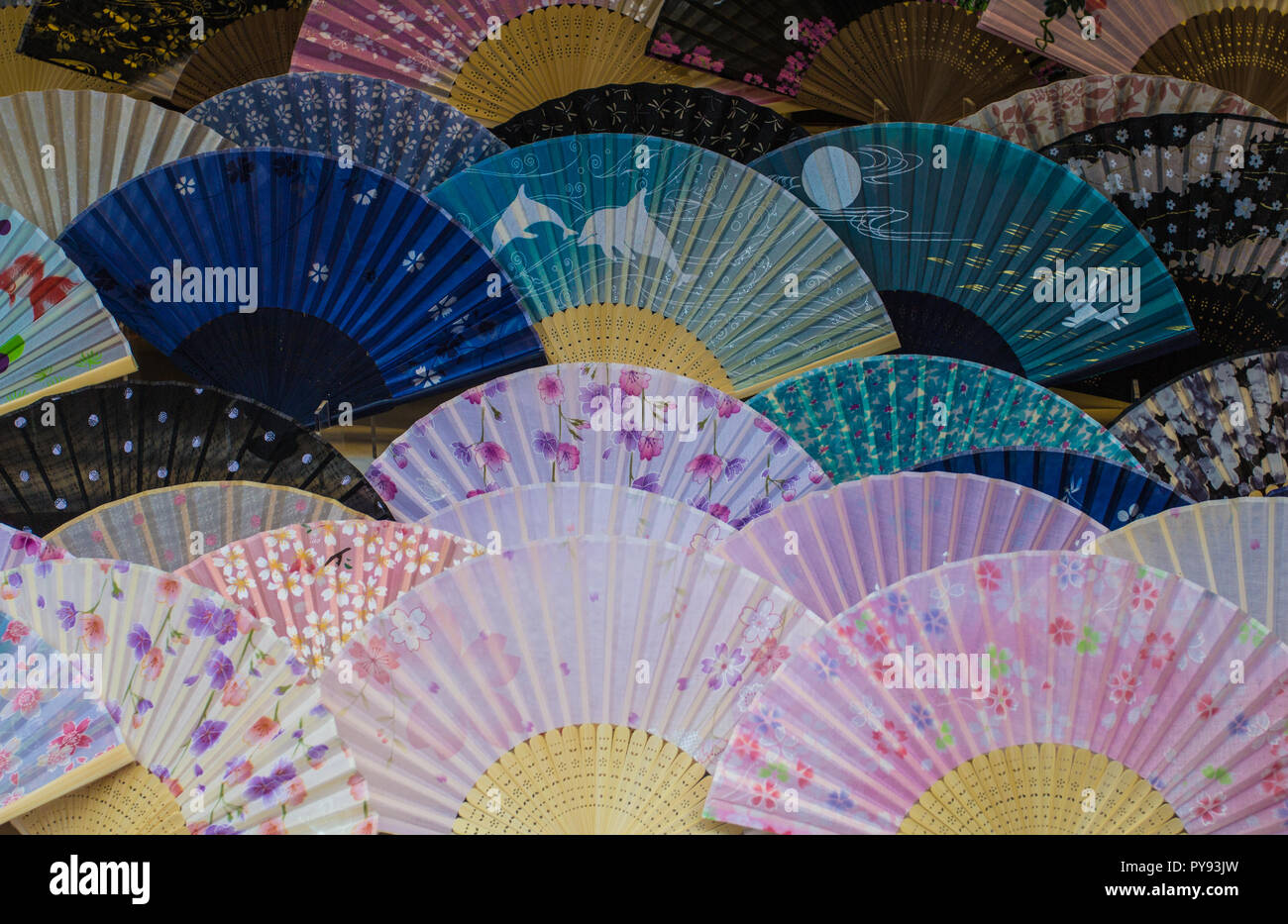Collection of japanese hand fans Stock Photo Alamy