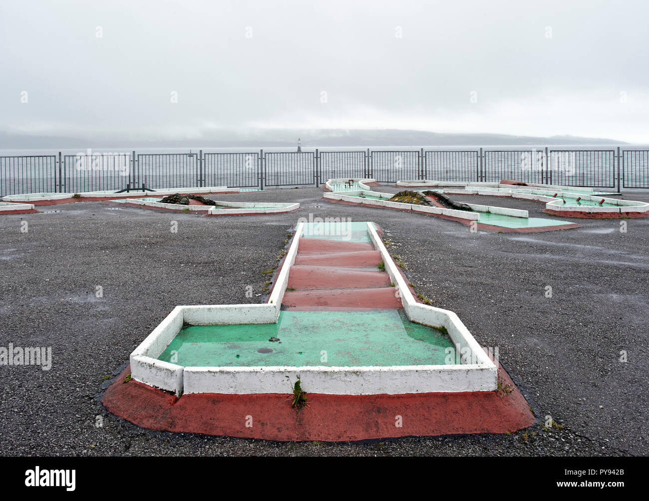 'Crazy golf' bleak landscape Dunoon Scotland. Architectural Stock ...