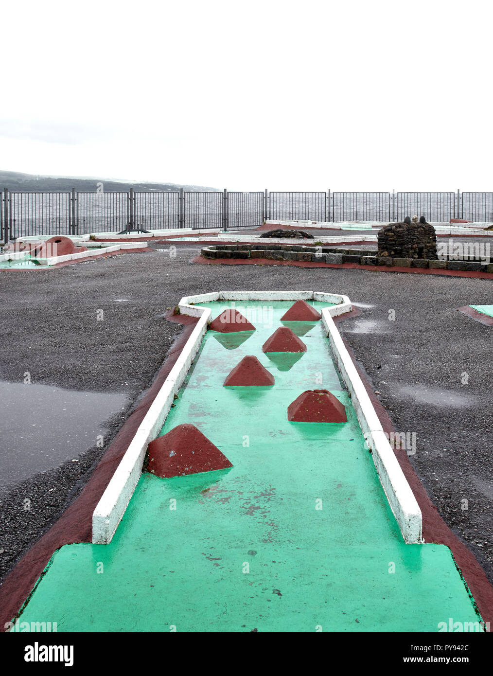 'Crazy golf' bleak landscape Dunoon Scotland. Architectural Stock ...