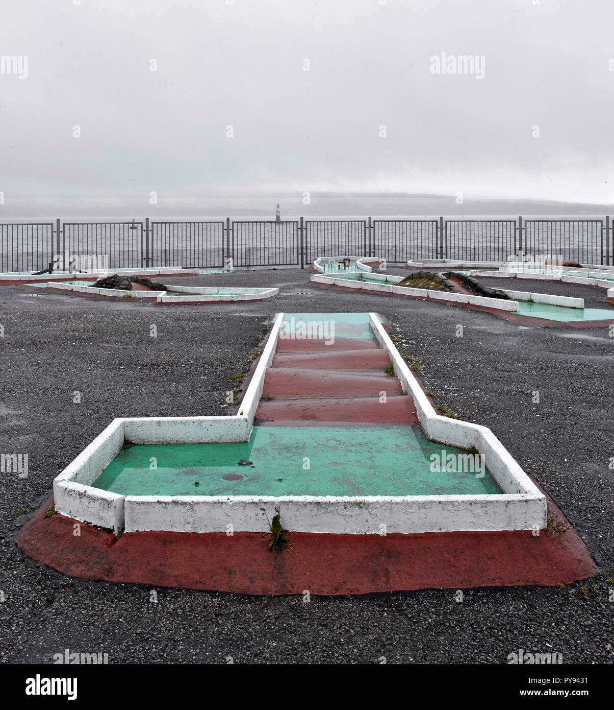 'Crazy golf' bleak landscape Dunoon Scotland. Architectural Stock ...
