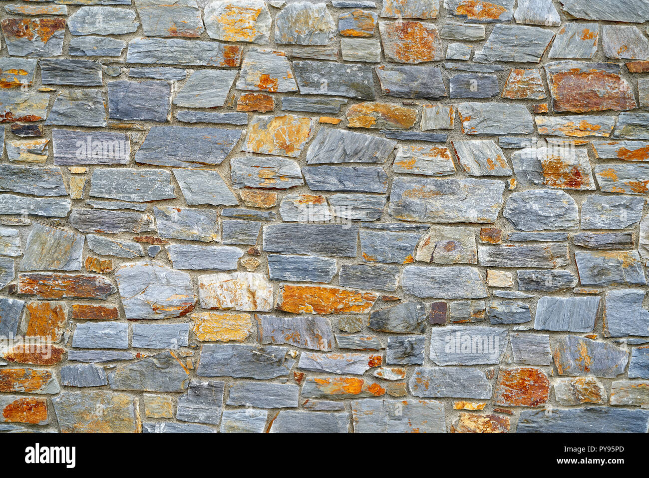 Slate stone masonry stone wall in Andorra Pyrenees Stock Photo Alamy