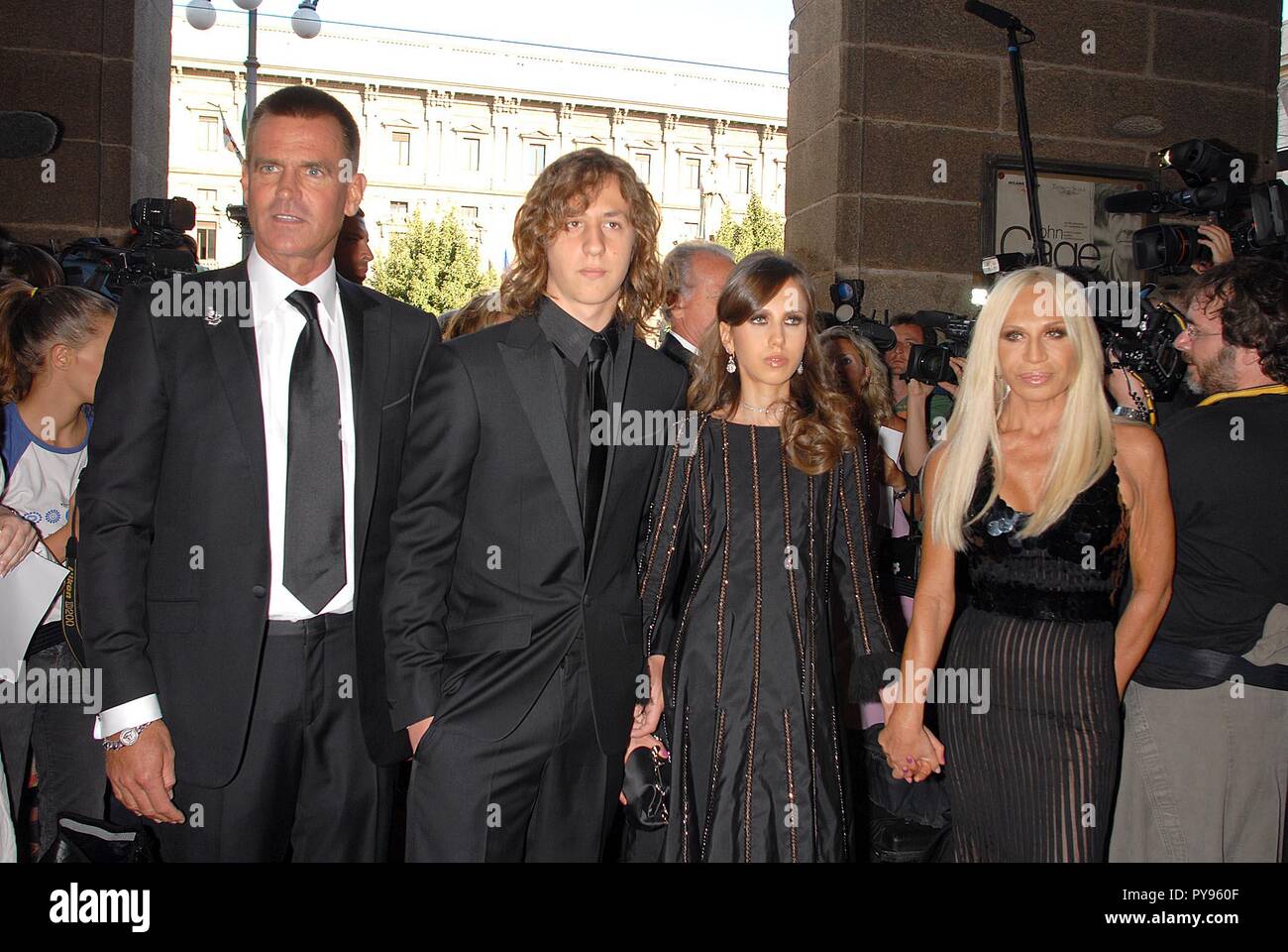 Arrivals at La Scala in Milan, Italy, for the ballet 'Thank you Gianni with  Love', dedicated to the memory of Gianni Versace ten years after the  designer's death. Featuring: Donatella Versace, Daniel