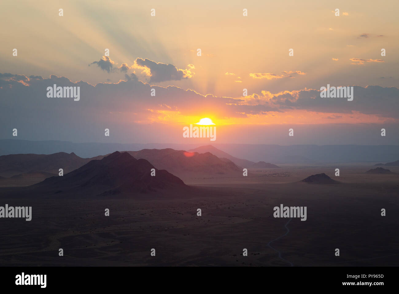 Africa sunrise - Namibia sunrise over the Namib desert landscape, Namibia Africa Stock Photo