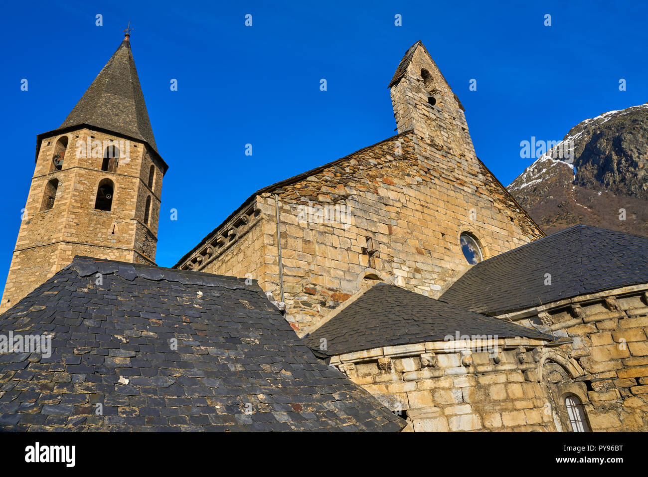 Salardu village church in Lerida Catalonia of Spain Pyrenees in Aran Valley Stock Photo