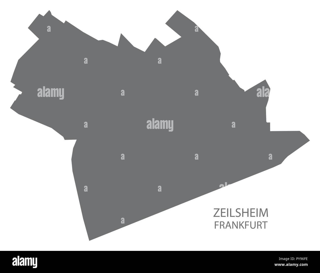 Frankfurt Zeilsheim district map grey illustration silhouette shape Stock Vector