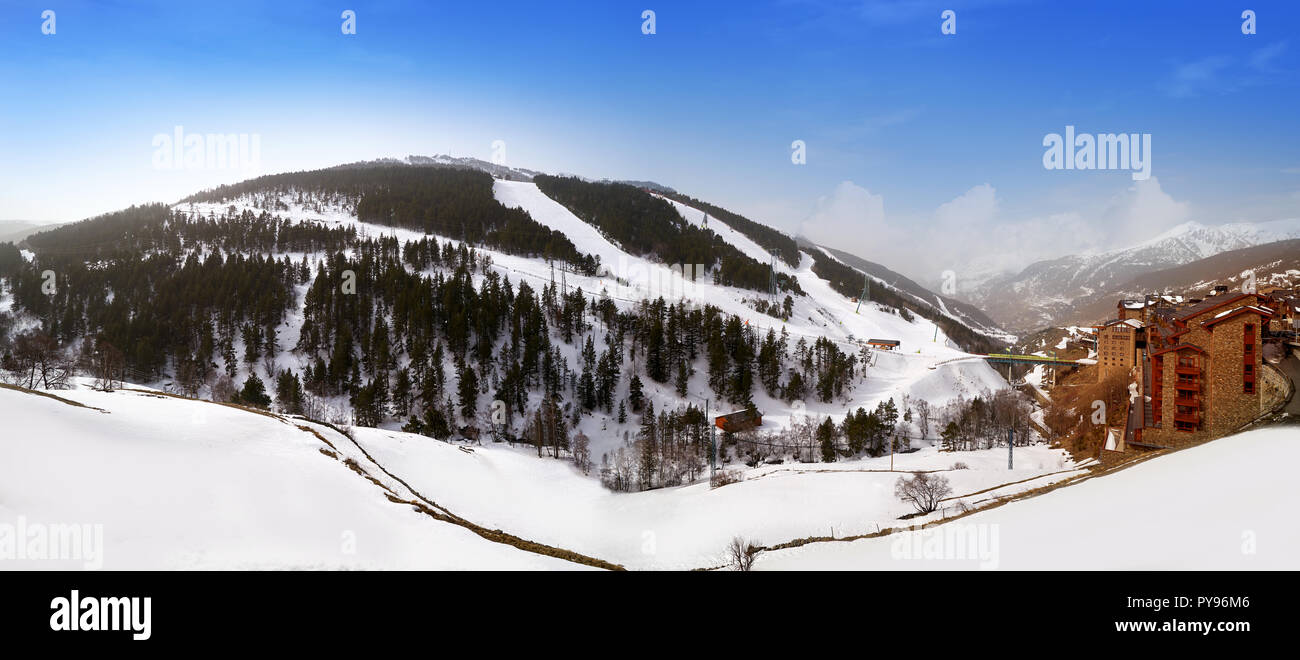 Soldeu ski village in Andorra in Grandvalira sector Stock Photo