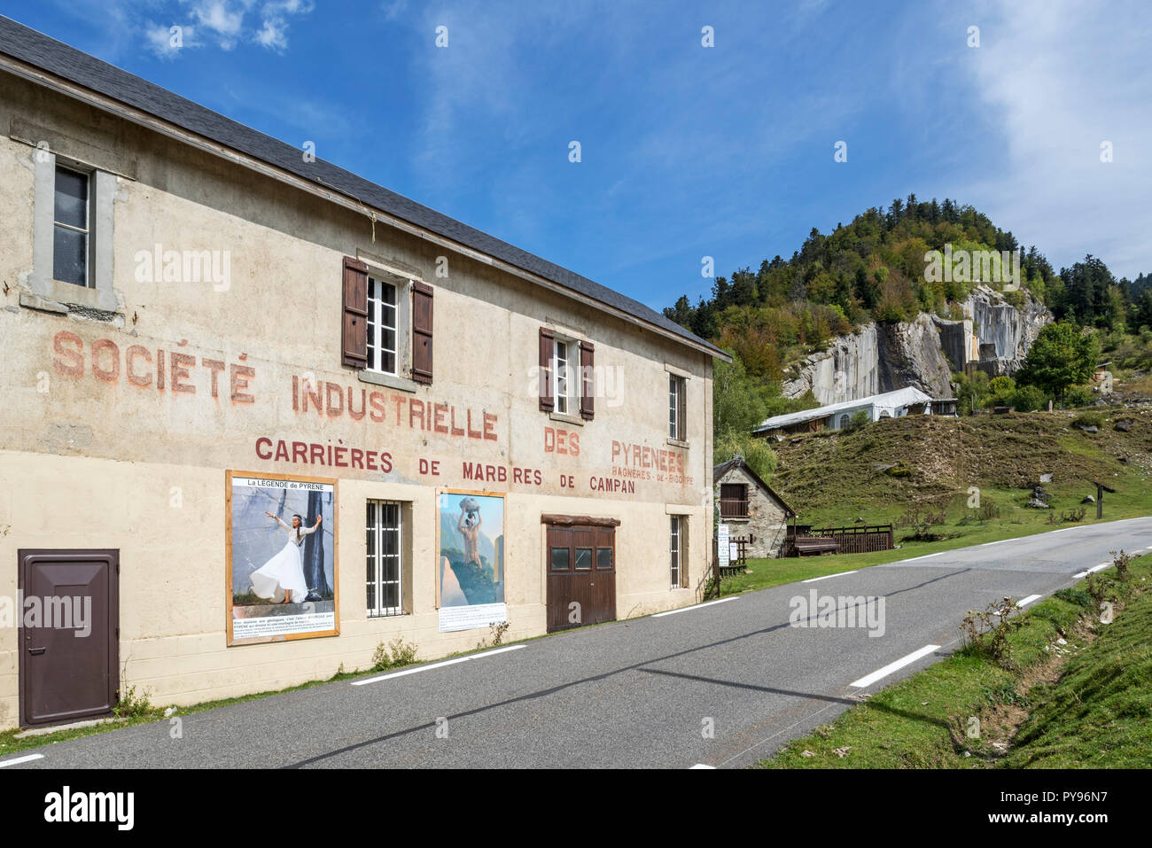 Société Industrielle des Pyrénées / Carrières de Marbres de Campan, marble quarry at Payolle, Haute-Bigorre, Hautes-Pyrénées, France Stock Photo
