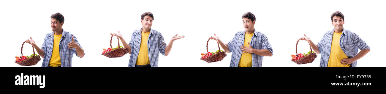 Man with basket of fruits and vegetables Stock Photo - Alamy