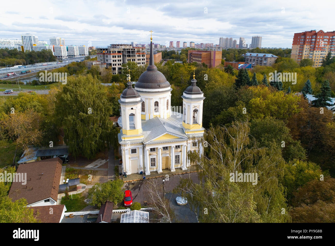 Church of the Transfiguration in Pehra-Yakovlevsky. Moscow region. Stock Photo