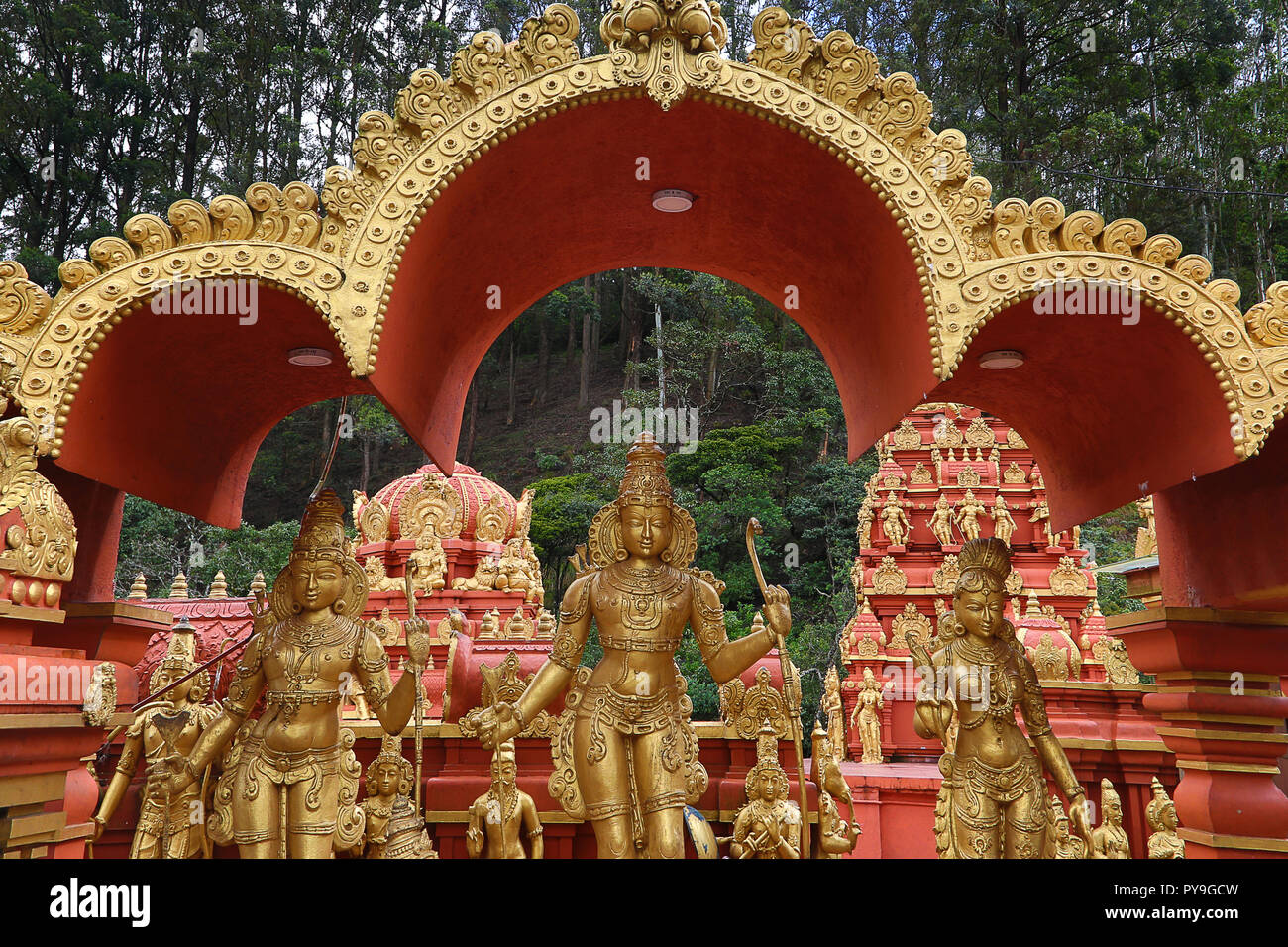 Colorful Seetha Amman Hindu temple in Nuwara Eliya, Sri Lanka. Stock Photo