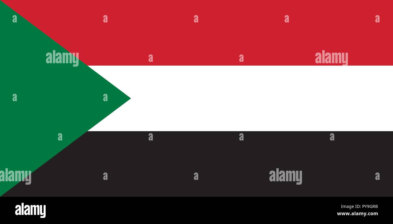 Vector image for Sudan flag. Based on the official and exact Sudanese flag dimensions (2:1) & colors (186C, 356C, White and Black) Stock Vector