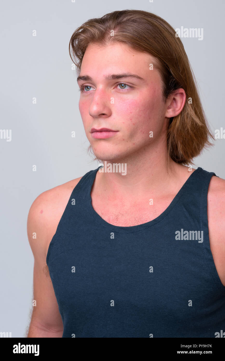 Young Handsome Man With Long Blond Hair Stock Photo 223331239 Alamy