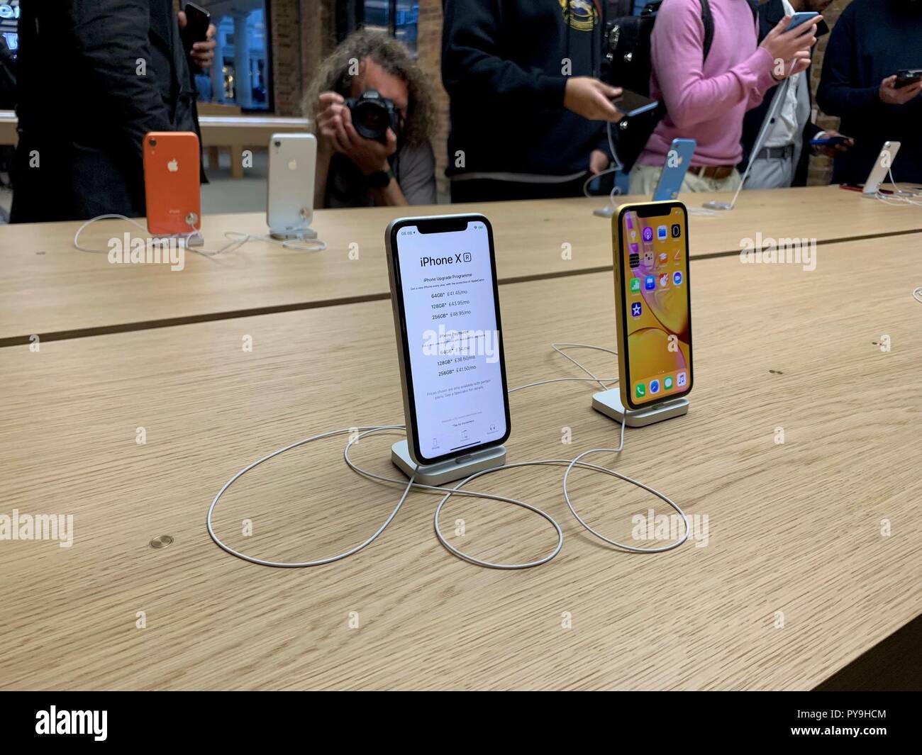 The new Apple iPhone XR on display at the Apple Store in Covent Garden,  central London, as they go on sale in the UK for the first time Stock Photo  - Alamy