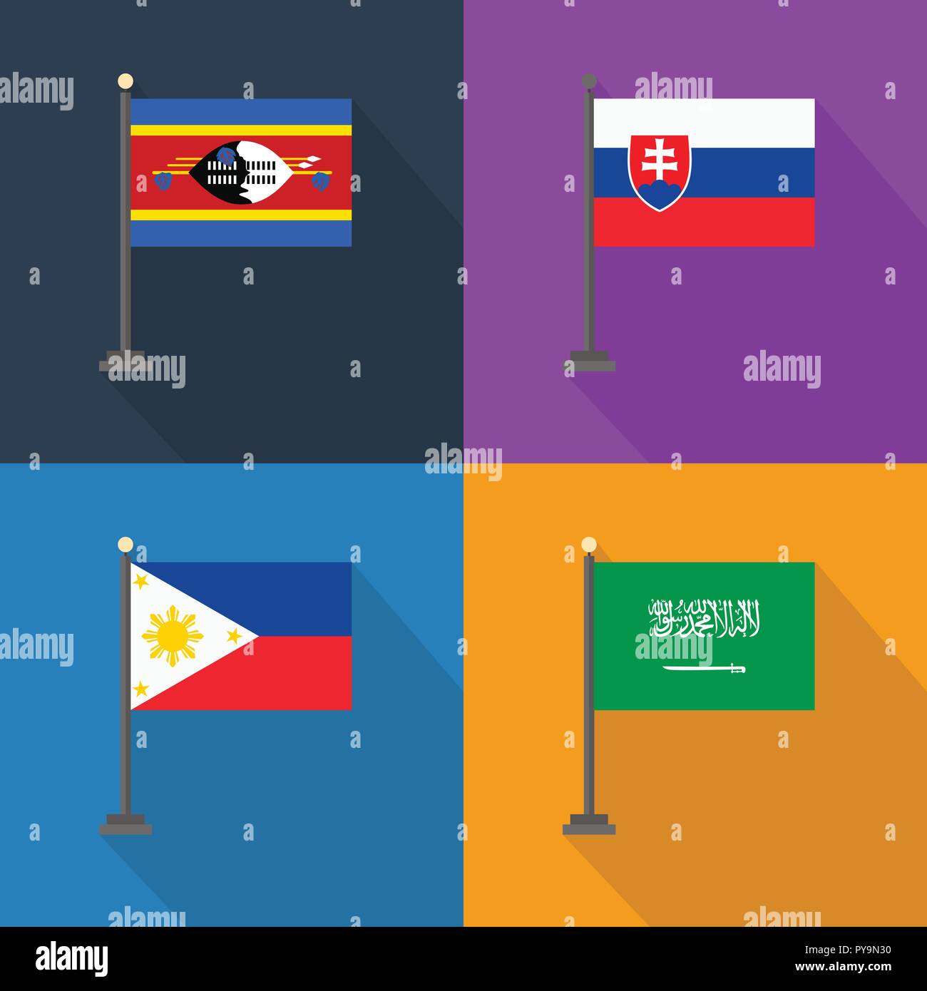 World country flags design vector Stock Vector