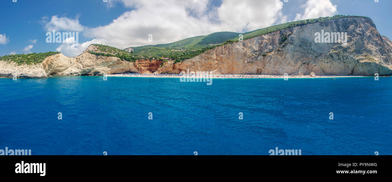 Porto Katsiki beach Lefkada, Greece - Ionian sea – Panorama Stock Photo