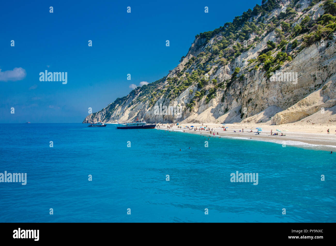 Egremni beach Lefkada Greece - Ionian sea Stock Photo