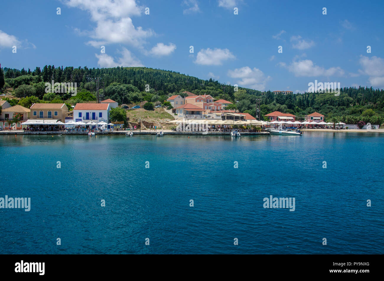 Fiskardo village, Kefalonia Island, Ionian sea, Lefkada, Greece, Mediterranean Stock Photo