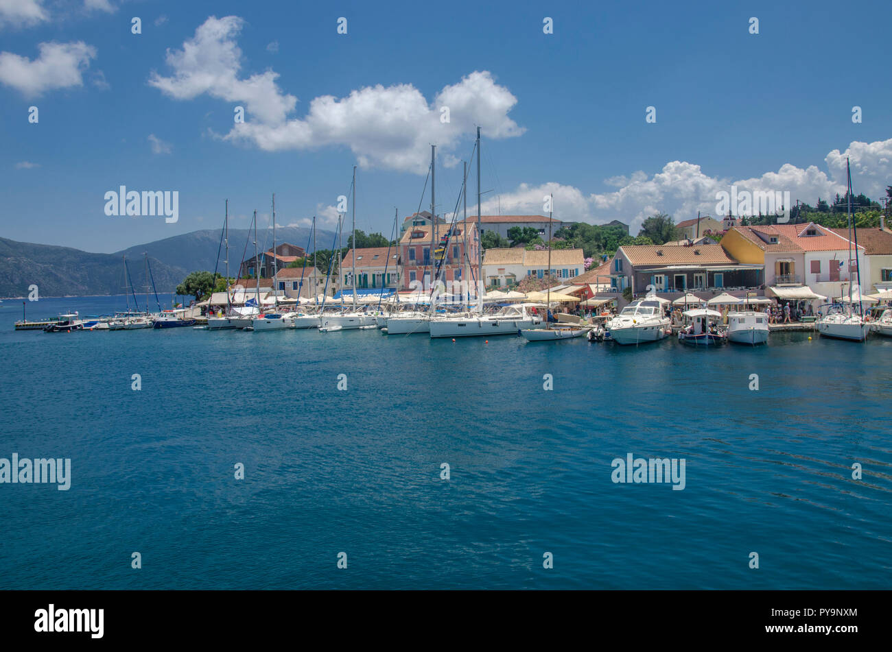 Fiskardo village, Kefalonia Island, Ionian sea, Lefkada, Greece, Mediterranean Stock Photo
