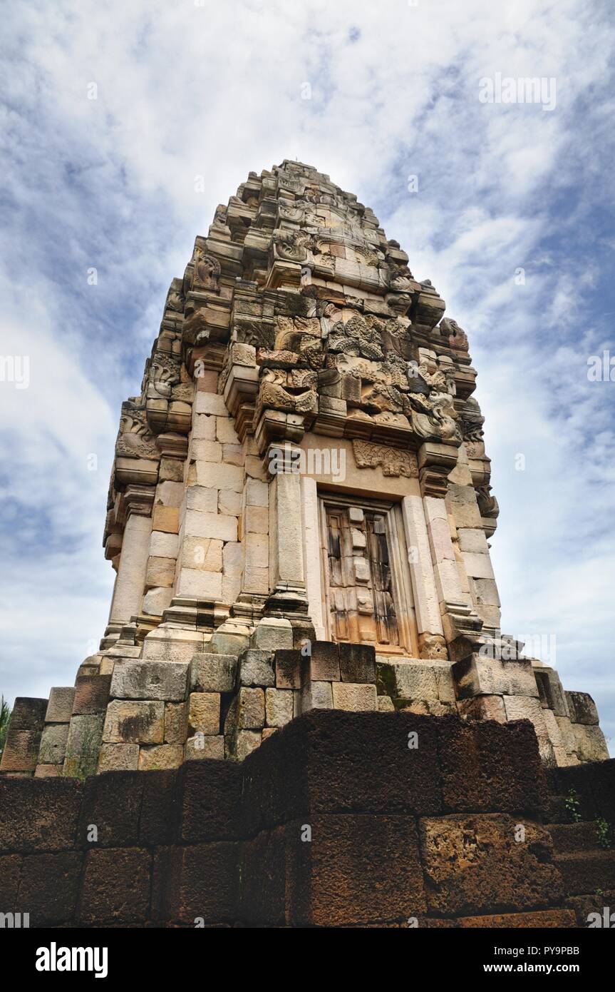 Main tower of 11th-century ancient Khmer temple Prasat Sdok Kok Thom built of red sandstone and laterite in Sa Kaeo province of Thailand Stock Photo