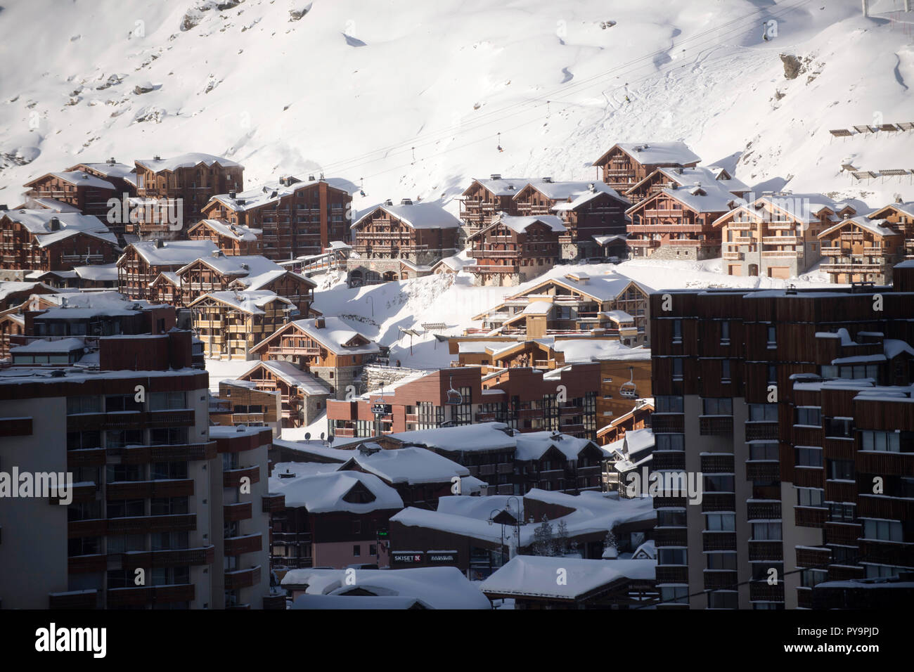 Val Thorens, ski resort in the French Alps, La Vanoise Massif, Tarentaise Valley, Savoy Stock Photo