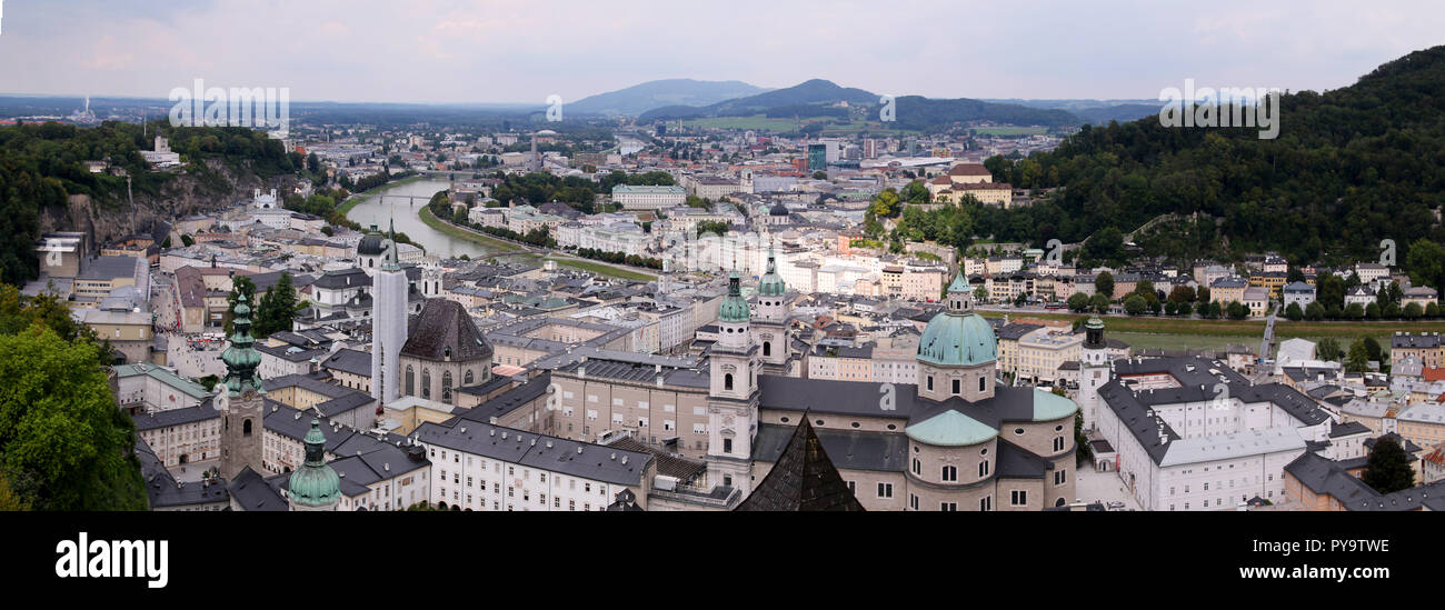 View on Salzuburg altstad, old city from the Hohensalzburg festung or fortress in Austria Stock Photo